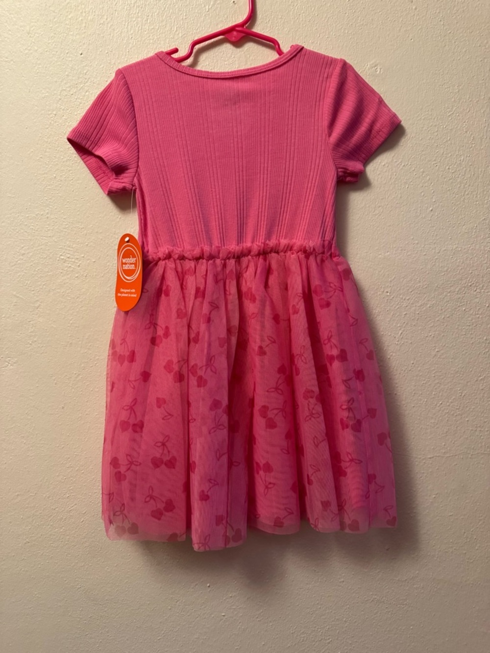 NWT- Wonder Nation Pink Tutu Dress with a ribbed top and tulle skirt, 4/5 - Picture 2 of 9